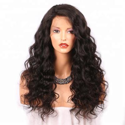 China Silky soft no tangle& wholesale high quality natural black wig lace front wig loose wave lace front wig hair shedding for sale