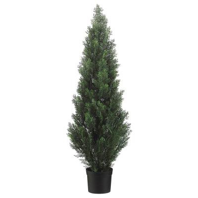 China Wholesale Minimalist Fake Ball Artificial Topiary Spiral Cypress Cedar Tall Plant Potted Artificial UV Resistant for sale