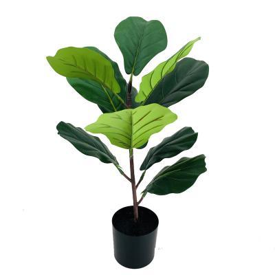 China Hot sale cheap minimalist fiddle fig bonsai tree for home decoration for decoration artificial ficus lyrata plants and silk leaves for sale