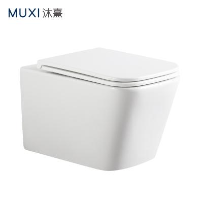 China Double-Flow European Square White Sanitary Ware Wall Hung Ceramic Wall Hung Toilet For House Bathroom Tankless Wc Toilet Bowl for sale