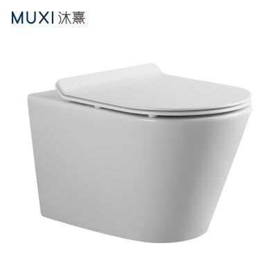 China Double-Flow Luxury European White Bathroom Ceramic Wall Mounted Toilet Tankless Concealed Cistern Wall Hung WC Wall-Hung Toilet Bowl for sale