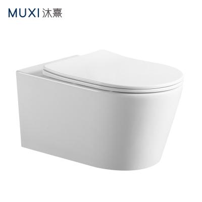 China Wholesale Double-Flow Rimless Washdown WC Toilet Bowl Bathroom Wall Mounted Ceramic Wall Hung Toilet for sale