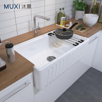 China Without Faucet Wholesale CUPC North America 30 Inch Farmhouse Sink Undermount Porcelain Kitchen Sink Apron Mounted Kitchen Sink For Home for sale