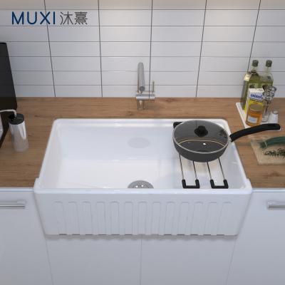 China 33 Inch Kitchen Sink Farmhouse Kitchen Sink Apron Wholesale Ceramic Deep Kitchen Sink Faucet Free cUPC North America for sale