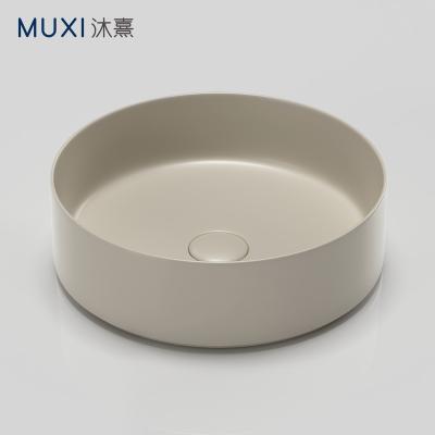 China Matt Color Hand Wash Basin Modern Round Countertop Ceramic Sink Matt Color Art Basin Bathroom Bathroom Sink For Hotel for sale