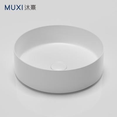 China New Modern Round Matt White Bathroom Sink Ceramic Color Wash Basin Matt White Art Basin Bathroom Hand Sink for sale