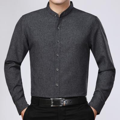 China Anti-pilling Men's Anti-pilling Men's Long Sleeve Shirts 100% Cotton Casual Custom Wholesale Mandarin Collar Men's Anti-Pilling for sale