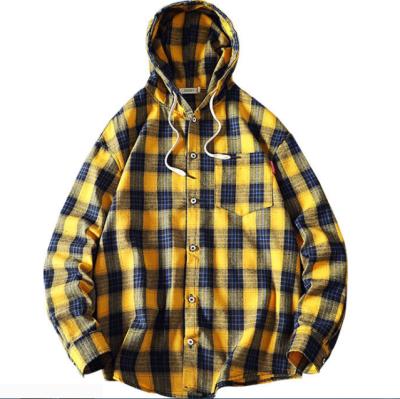 China Anti-Pilling Anti-Pilling Men's Long Sleeve Flannel Shirt With Hoodies for sale