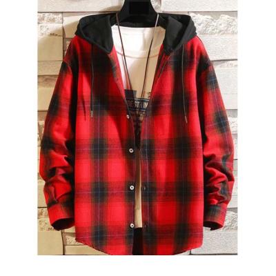 China Anti-Pilling Men's Casual Long Sleeve Flannel Shirt With Hoodies for sale