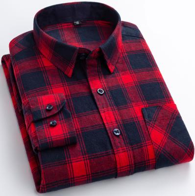 China 100% Plaid Anti Pilling Cotton Flannel Check Shirt Mens Casual Flannel Shirt For Men for sale