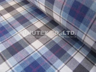 China Cotton Wool Fabric Yarn Dyed , Twill Weave , Check Fabric with Liquid Ammonia Finish for sale