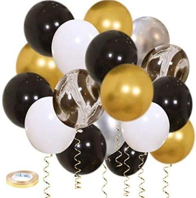 China Party deco 12 inch metallic silver balloons and matte with balloon mottled black latex balloons for sale