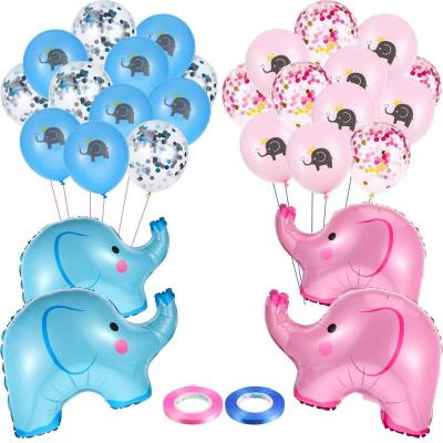 China Party Decorations 44pcs Elephant Balloons Mylar Elephant Balloons Latex Confetti Balloons For Gender Reveal Baby Shower Party Decorations for sale