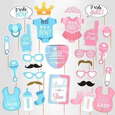 China Party Decor It's A Girl It's A Boy Baby Shower Photo Booth Props Gender Reveal Party Boy Or Girl Baby Shower Party Supplies for sale