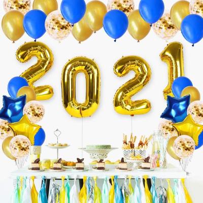 China Party Deco 2021 New Years Eve Party Supplies Decorations Graduations Party Balloons 40 Inch Gold Foil Number Balloons for sale