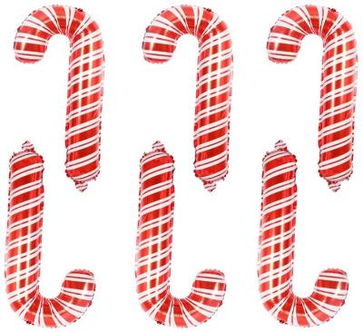 China Party Deco Christmas Candy Cane Aluminum Film Balloons Merry Christmas Balloon for Christmas Home Party Decoration 6 pcs for sale