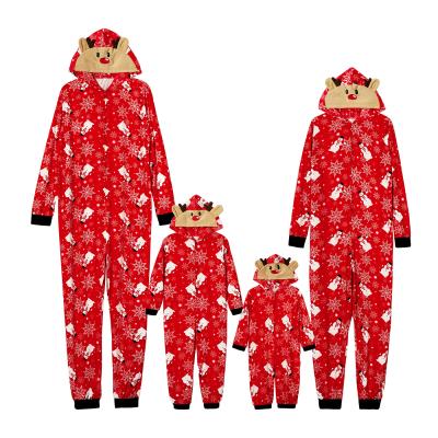 China QUICK DRY Green Red Elk Snowman Pattern Hooded Elk Christmas Homewear Women's Family Christmas Pajamas for sale