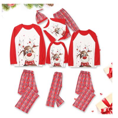 China Cartoon QUICK DRY Animal Moose Printed Red Breathable Gear Christmas Matching Pajamas For Family for sale