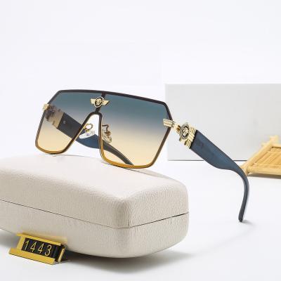 China Fashion Sunglasses Brand Shade Sunglasses 1443 Wholesale Metal Frame Polarized Men Luxury Oversized Designer Sunglasses Women for sale