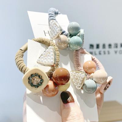 China Simple hair accessories Dongdaemun of the Central Institute of Statistics small fresh hair women comfortable wholesale rope elastic hair band crystal bead ring for sale