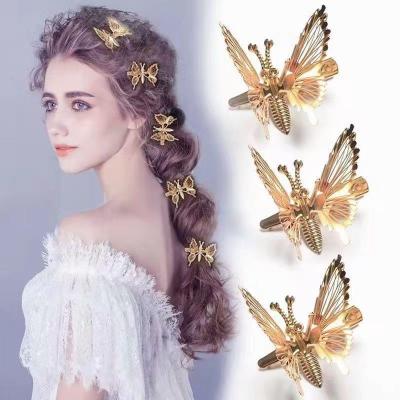 China Comfortable Movable Super Butterfly Hairpin Hair Accessories Fairy Forest Hairpin Wire Bangs Clips for sale