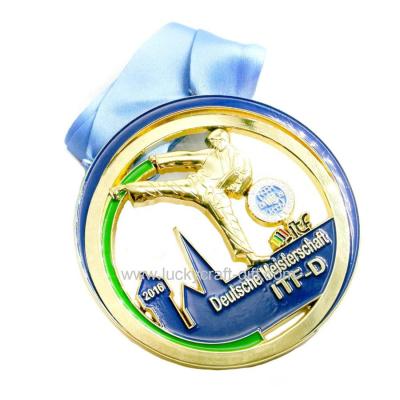 China Custom Europe Sport Taekwondo Gold Award Souvenir Medal Taekwondo With Ribbon for sale