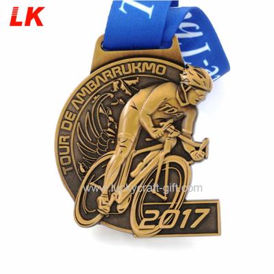 China Custom OEM Europe Manufacturer Gold Medal Metal Bike Shape Medal for sale