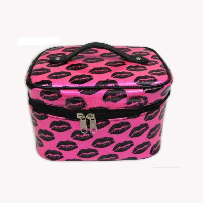 China Fashion High Quality Multifunctional Waterproof Makeup Case Medium Size Double Layer Make Up Travel Cosmetic Bags for sale