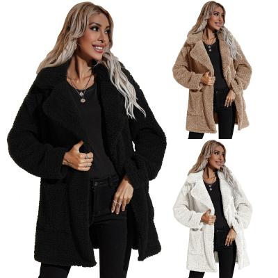 China Autumn and winter new women's new Anti-wrinkle lambswool cashmere coat plush coat long thickened casual jacket for sale