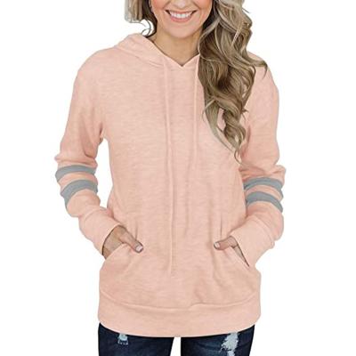 China Anti-wrinkle 2021 Fashion Hooded Women's Hoodie Loose Top Mid Length Sweatshirts Autumn Casual Solid Color Cotton Sexy V-Neckline for sale