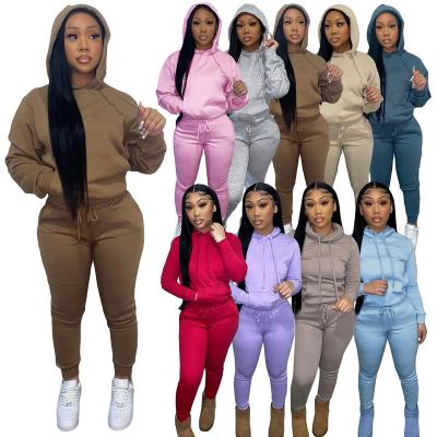 China Ladies Casual Anti-Wrinkle Sports Sweatsuit 2 Pcs Long Sleeve Tops Bodycon Autumn Jogging Women Two Piece Pants Set for sale