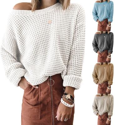 China Anti-Wrinkle Sweater Tops Striped Rainbow Sweater Oversized Women Knit Loose Pullover Crewneck Sweater Tops for sale