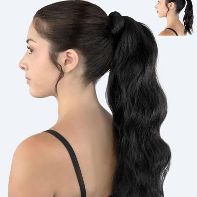 China LEILA Beach Waves On Small Luxury Heat Resistant Claw Extension Pretty Ponytail Hair Synthetic Hair Extension For Black Women for sale