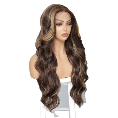 China Luxury Highlight Wig Wholesale New Arrival Glueless Synthetic Wig T Part Lace Front For Black Women GinGer Special Curly Wig for sale