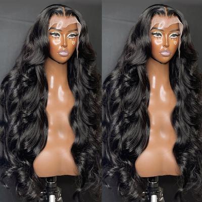 China Wholesale Free Sample Hd Wave Long Hair Cheap Deep Black Lace Frontal Wig Transparent Hair Wigs For Black Women for sale