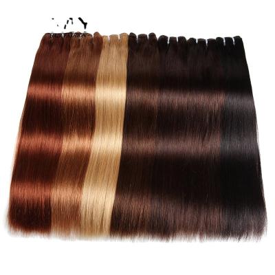 China TUHUAN Best Quality Silky Straight Remy Double Drown Hair Extensions With Lace Frontal Cuticle Aligned Brazilian Virgin Hair Weave Bundle for sale