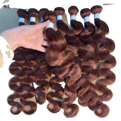 China Wholesale Cuticle Aligned Hair Body Wave Bouncy Bundle Brown Body Wave Hair Bundles Color Brazilian Virgin Hair Vendors for sale