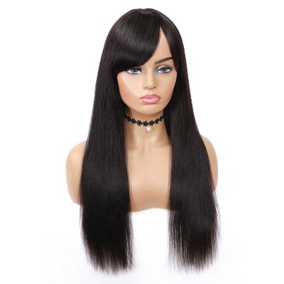 China Machine Made Bob Wig With Bangs Factory Cheap Hair 100% Virgin Body Wave Human Hair Silky Straight Brazilian Wig Glueless for sale