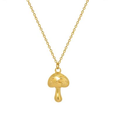 China 316L Hypoallergenic Best Seller 18k Gold Plated Cute Little Mushroom Stainless Steel Womens 18K Girls Pendant Jewelry for sale