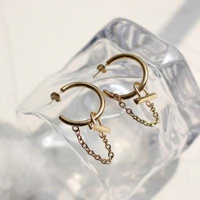 China 2021 hypoallergenic chain circles tassels new ohrring earrings damen stainless steel padlock earring for girls for sale