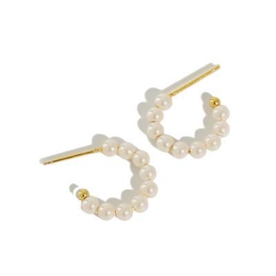 China Insti earrings s925 pearl temperament fashionable simple geometric beaded sterling silver earrings for woman for sale