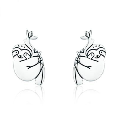 China New Arrival 925 Cute Cute Animal Stud Earrings Personalized Sloth Siver Earring for sale