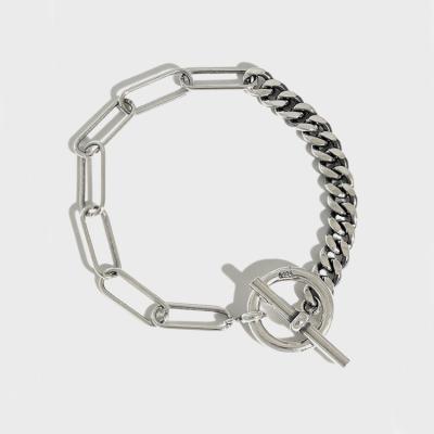 China Anti-allergic chain bracelet S925 sterling silver style chain ornaments retro cool different chain bracelet lovers for sale