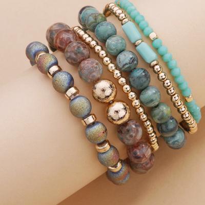 China Trendy Wholesale Natural Stone Jewelry Fashion Brand Stretch Crystal Line 6 A Bracelet Set New for sale