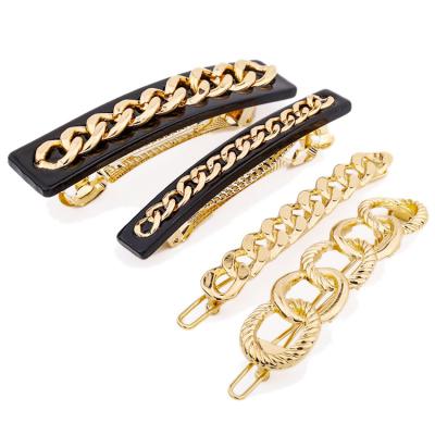 China Fashion woman hair pins INS metal hair chain link chunky hair clips stylish cool girls set clip hot accesory wholesale for sale