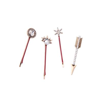 China Fashion woman hair pins WISH popular hair vintage arrow accesory hair clip sets evil eye crystal clips for girls for sale