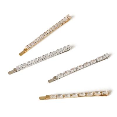 China Fit For All Hairstyle 2021 New Zircon Word Fashion Girls Hairpin Rhinestone Hair Accessories Square Hair Clips for sale