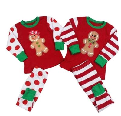 China Polyester/cotton RTS 2021 autumn winter new style boutique brother's clothes and little sister's baby's clothes bear printing Christmas costume for sale