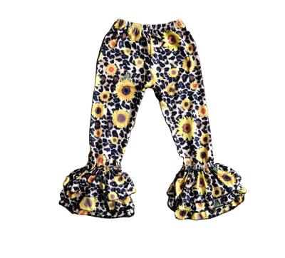 China Polyester / Cotton Children's Clothes Fashion Sunflower Pants Three Layers Lace Kids Clothing Girls Clothes for sale