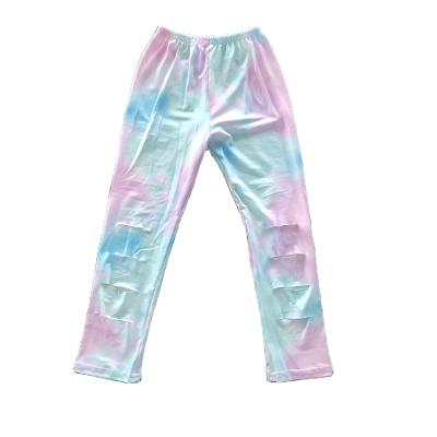 China Polyester/cotton fashion Hot-selling pink and blue tie-dyed pants patched pants children clothing children's clothes for sale